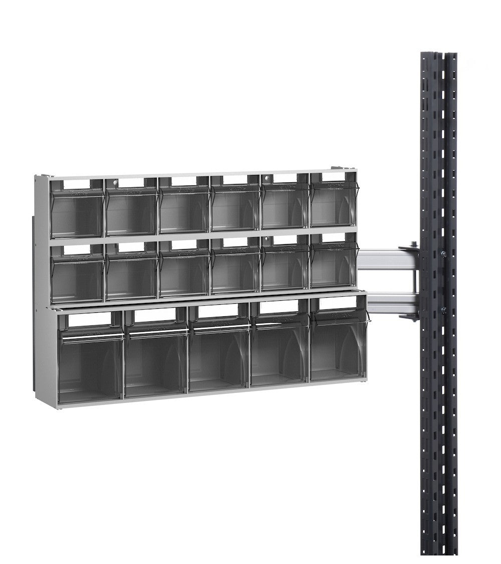 Ausziehbarer Arm mit Sichtbox - Maße mm L=738 T=601 A=390