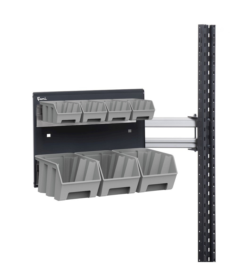 Ausfahrbare Arme mit Kommissionierbox - Maße mm L=826 T=470 A=356