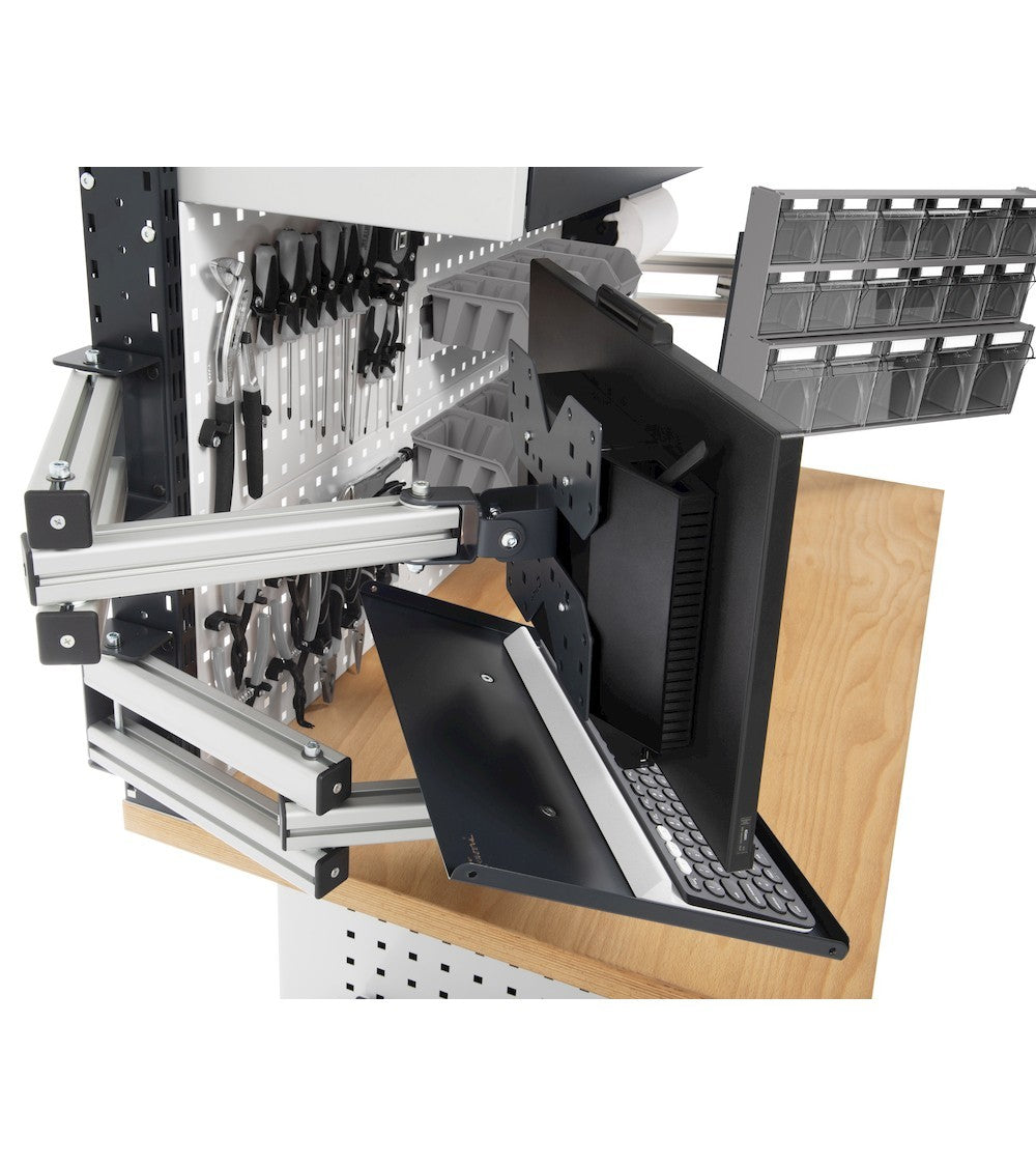 Ausziehbarer Arm mit Monitorhalterungsplatte - Maße mm L=652 T=225 A=225