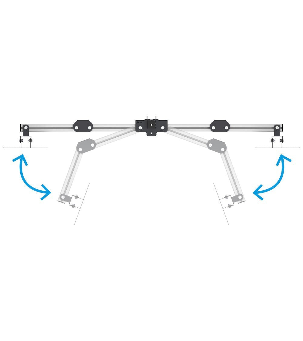 Doppelter Monitorarm mit Klemme - Maße mm L=1474 T=167 H=636