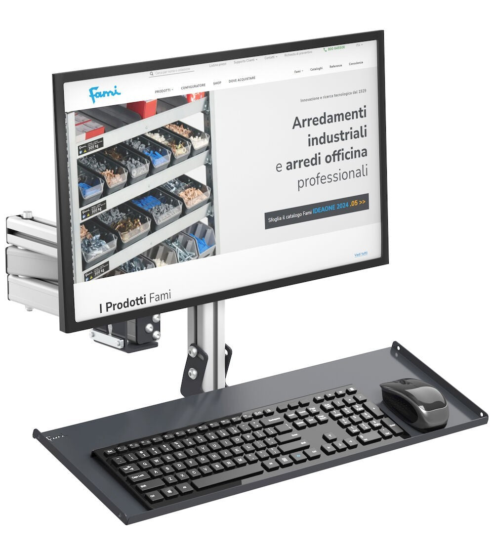 Ausziehbarer Arm mit Tastaturhalterung - Maße mm L=649 T=855 A=471