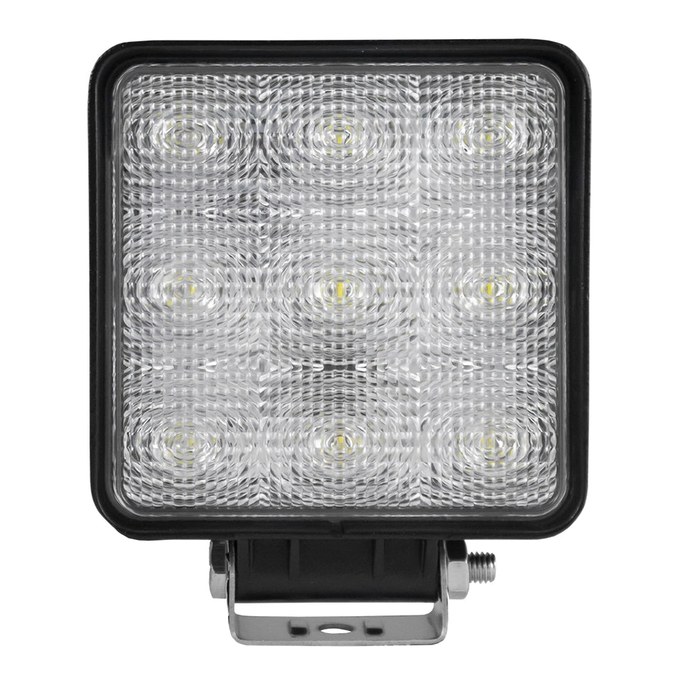 Square work light with diffused or concentrated light