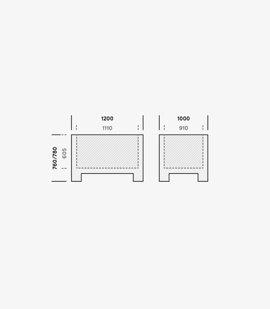 Contenitore Agribox 1091 F - Dim. 1200x1000x760 mm disegno tecnico