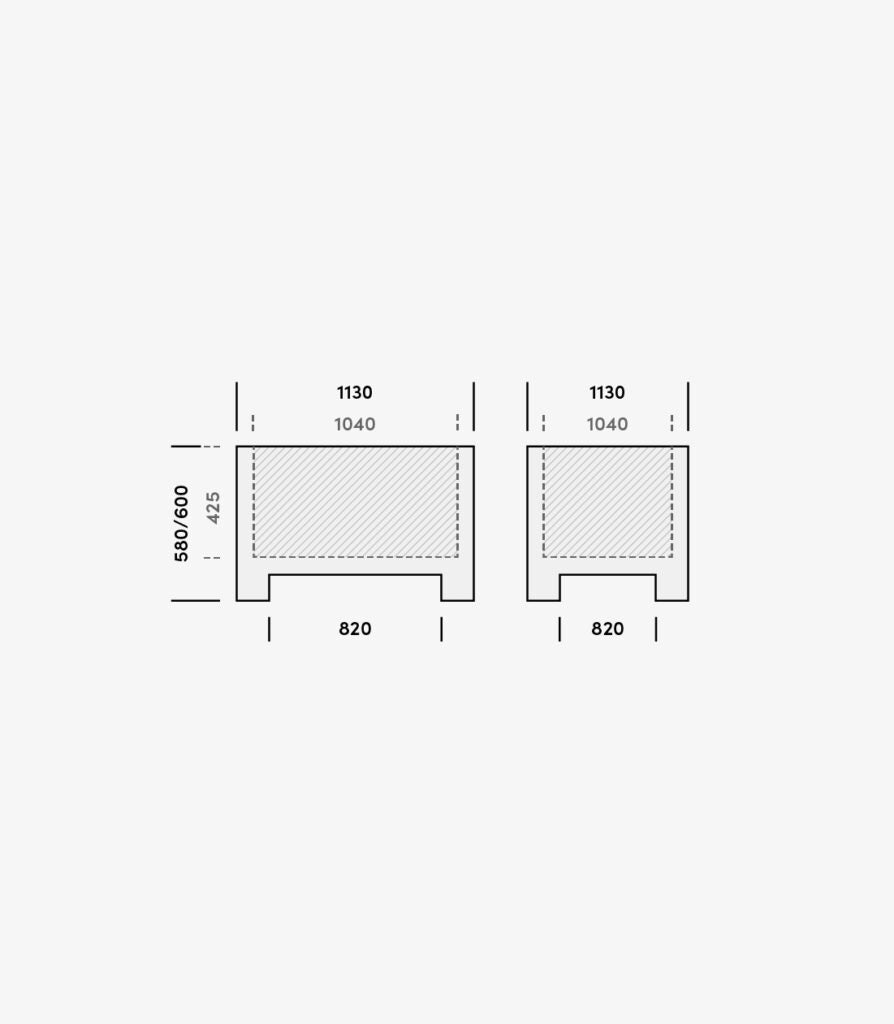 Contenitore Agribox 1096 F - Dim. 1130x1130x580 mm disegno tecnico