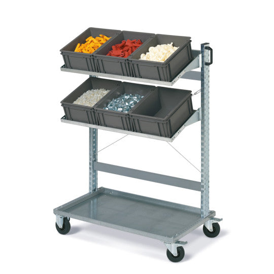 Carrello FOX con contenitori ATHENA dim. 400x300x170 grigi