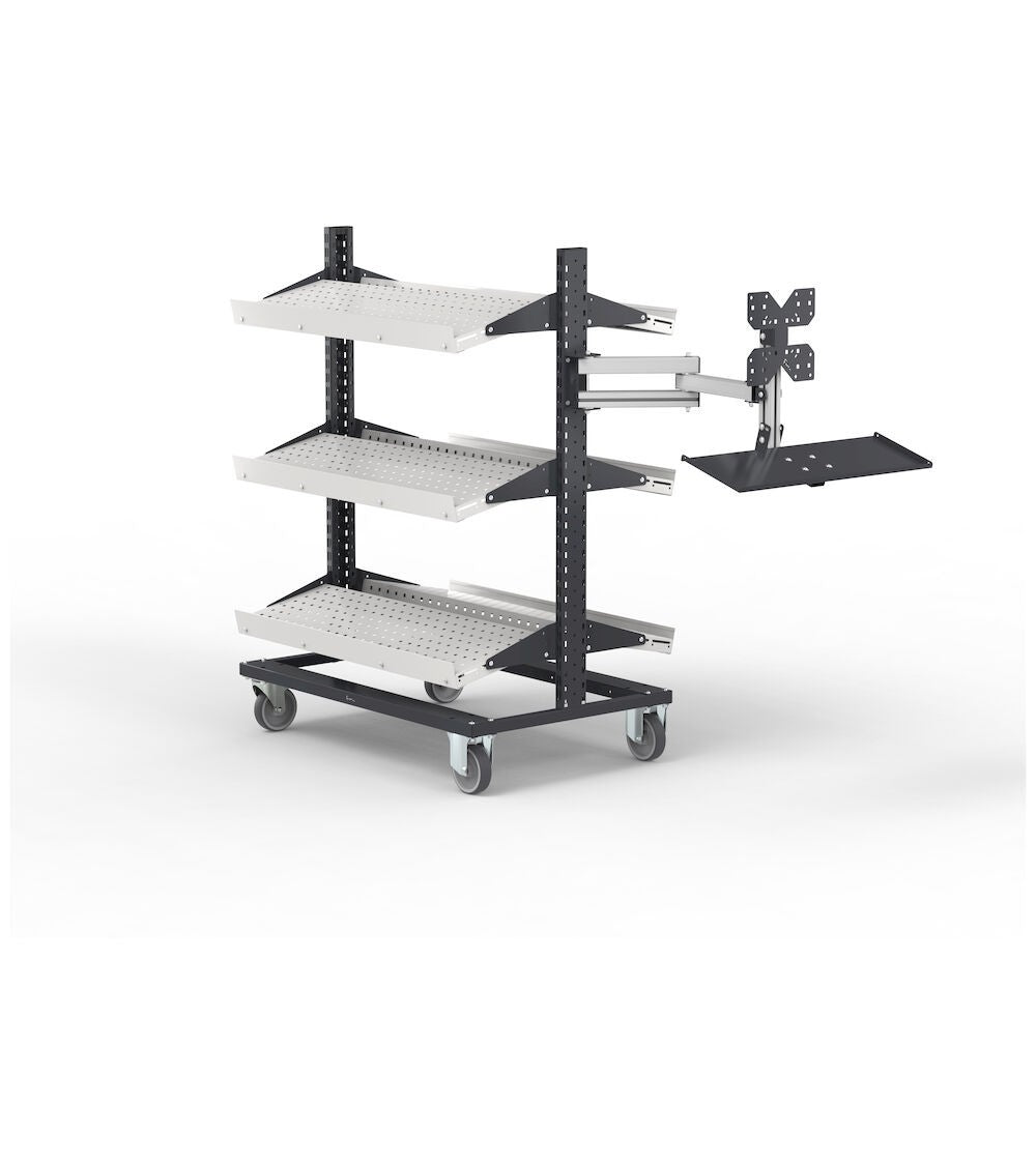 Carrello con ruote e braccio estendibile - dim. mm  L=1916 P=739 A=1357