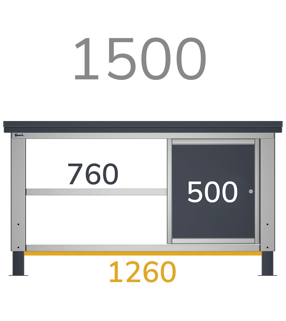 Cassettiera banco da lavoro, 3 cassetti, 50cm