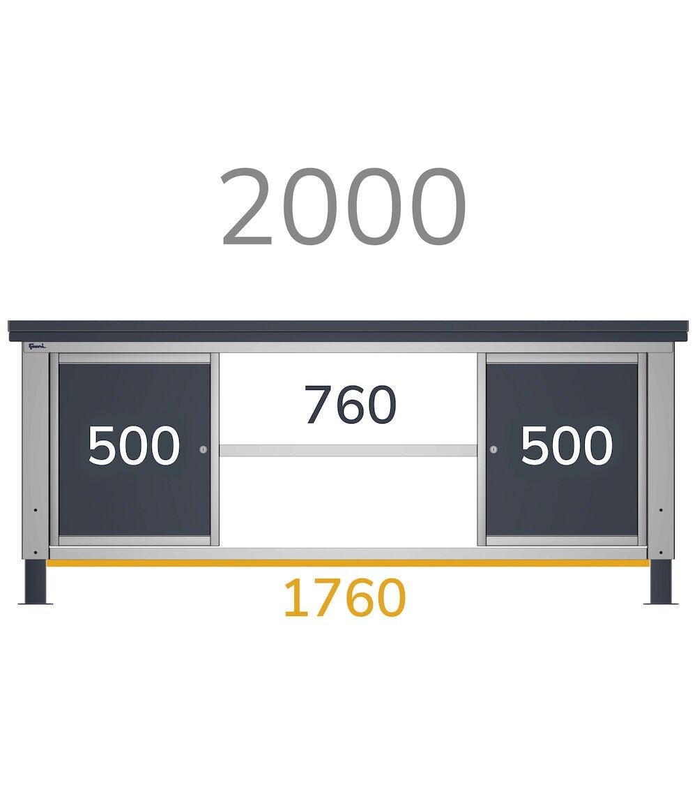 Cassettiera banco da lavoro, 3 cassetti, 50cm
