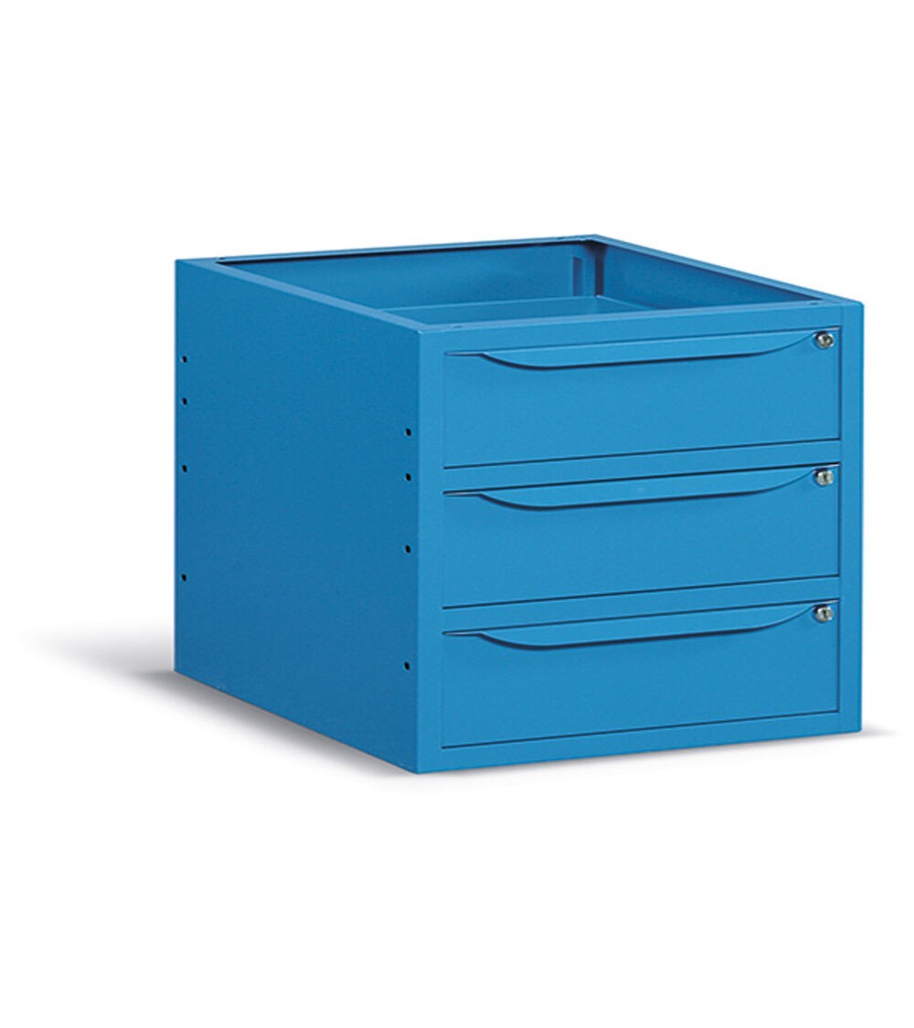Cassettiera per banco da lavoro, 3 cassetti, 63 cm Azzurro