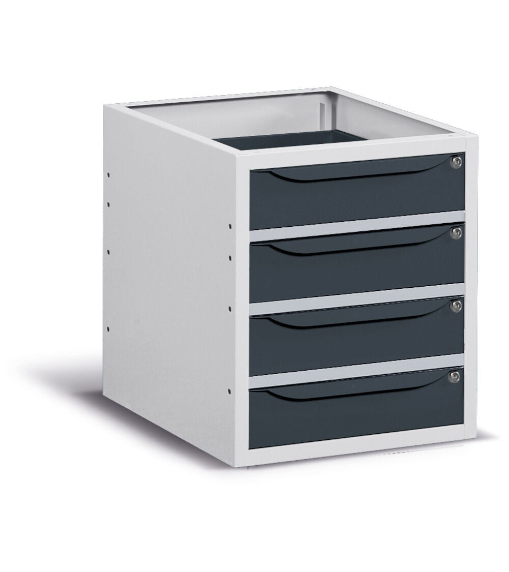 Cassettiera per banco da lavoro, 4 cassetti, 50 cm Grigio