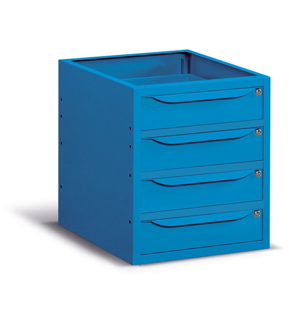 Cassettiera per banco da lavoro, 4 cassetti, 50 cm Azzurro