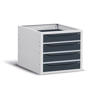 Cassettiera per banco da lavoro, 4 cassetti, 63 cm Grigio