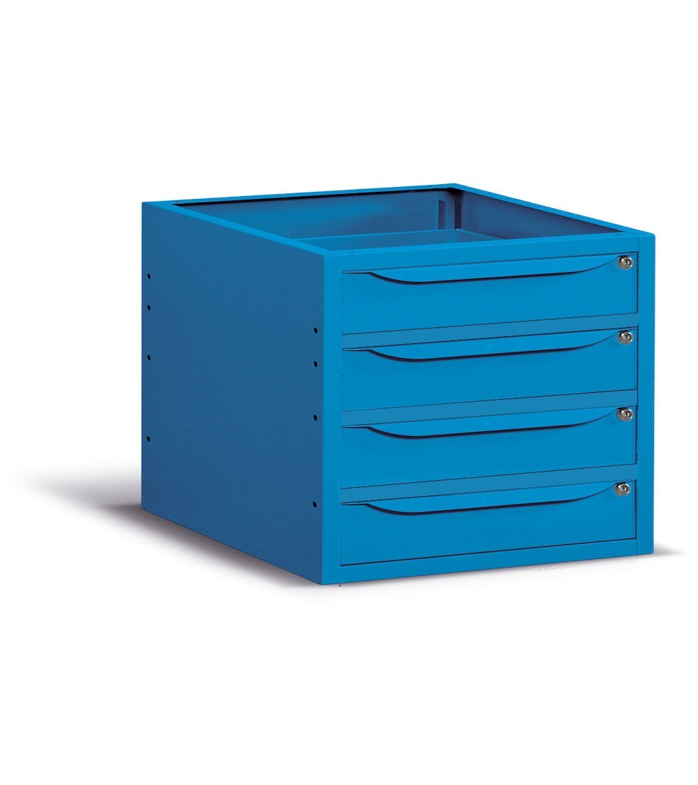 Cassettiera per banco da lavoro, 4 cassetti, 63 cm Azzurro
