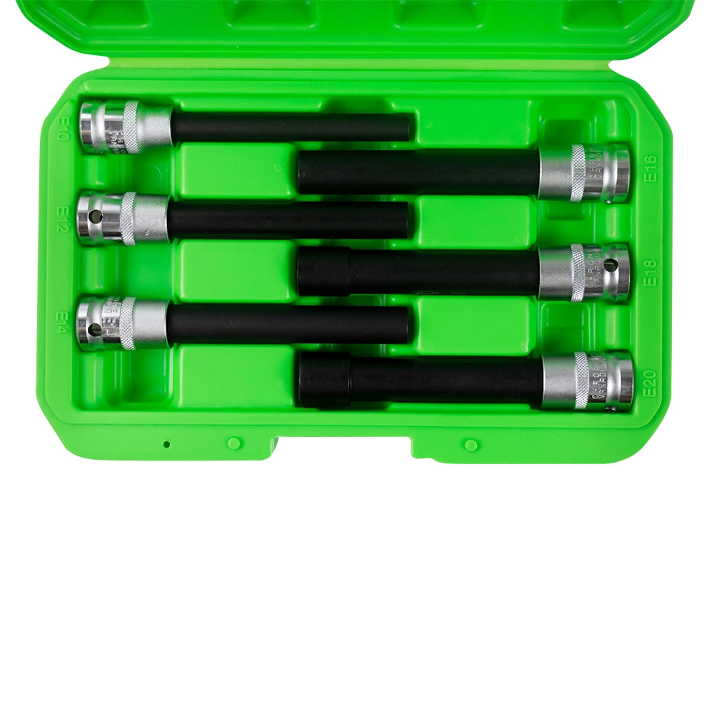 Set di 6 bussole 1/2" torx tipo e extra lunghe