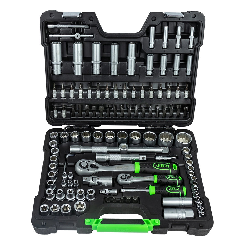 113-piece tool case with satin hex sockets