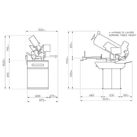 disegno tecnico Segatrice Special 280 CSO 