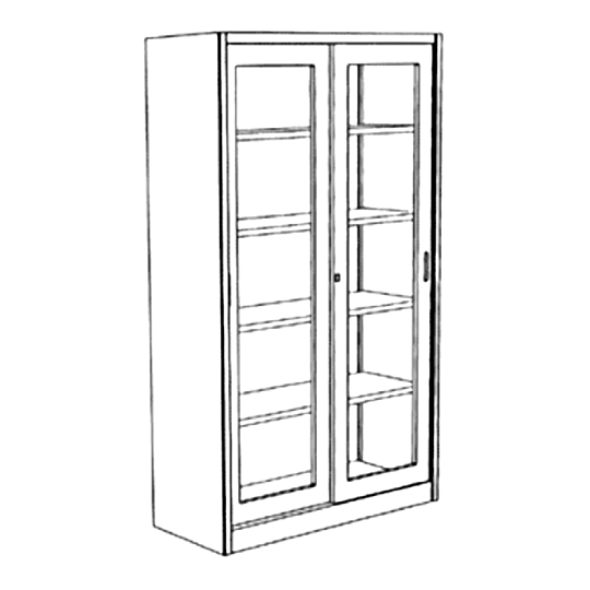 Cabinet with tempered glass doors - 4/8 movable shelves - rounded edges 