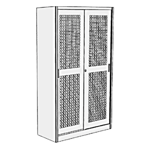 Wardrobe with metal mesh doors - 4/8 movable shelves - rounded edges - micro-perforated doors 