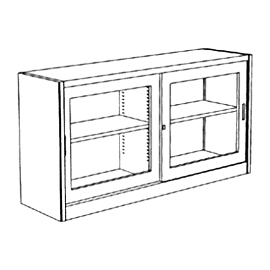 Sopralzo con porte a vetri temperati per armadio - 1/2 ripiani mobili - bordi arrotondati