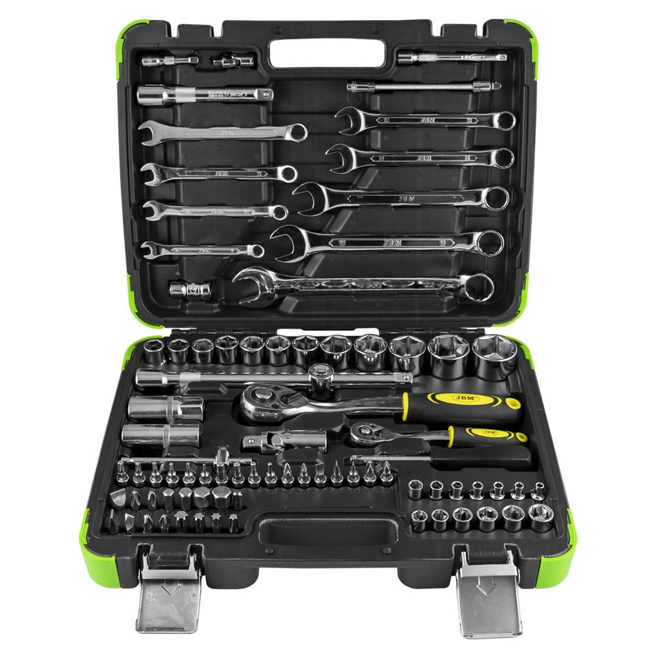 Tool case 82 pieces hex sockets - chrome finish