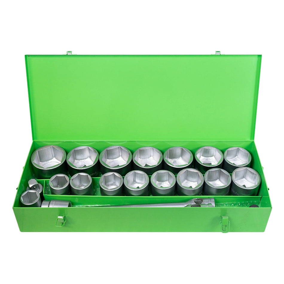 Metal tool case 1" with 22 pieces of hexagonal sockets