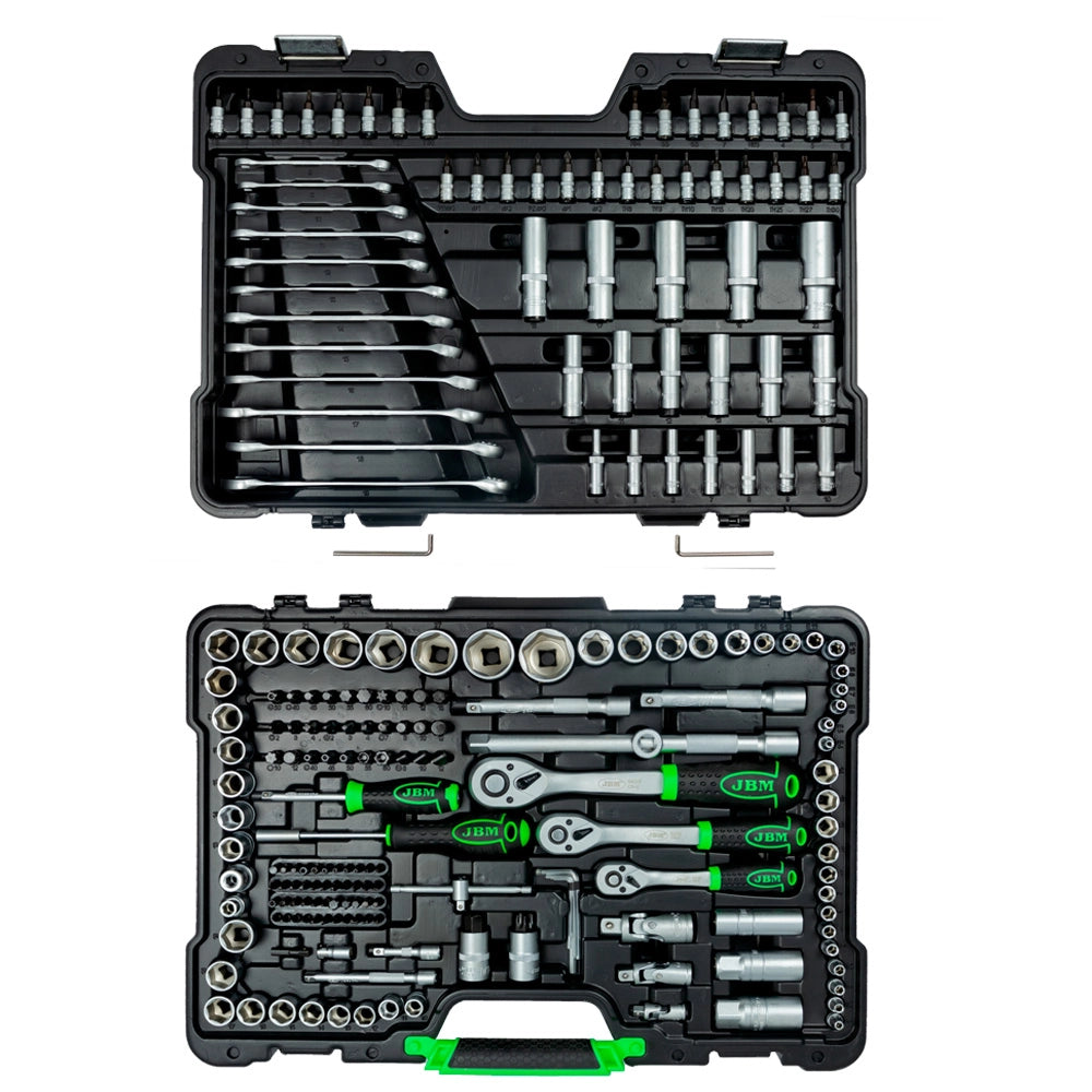 Valigetta portautensili da 216 pezzi con bussole esagonali satinate