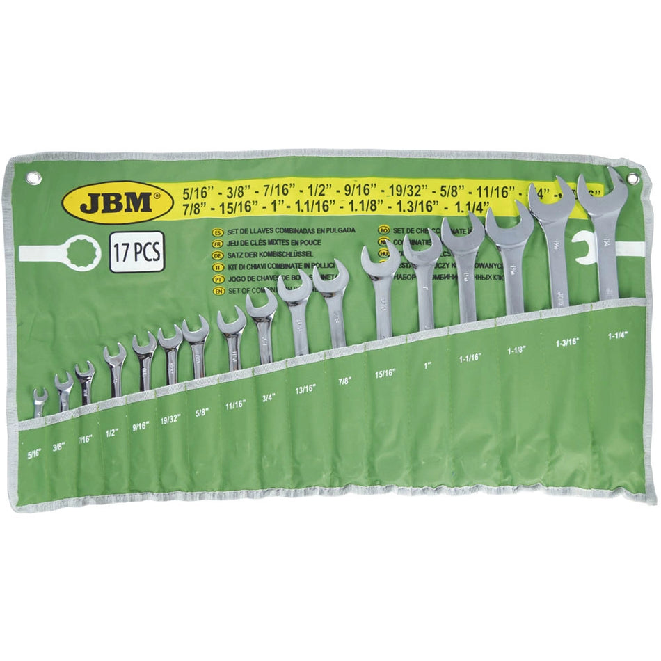 Kit of 17 inch combination wrenches