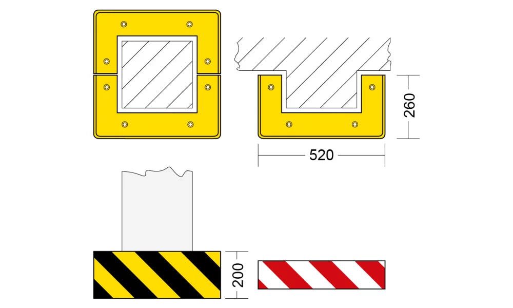 Separatore base pilastri - 260 x 520 x 260 x 200h mm