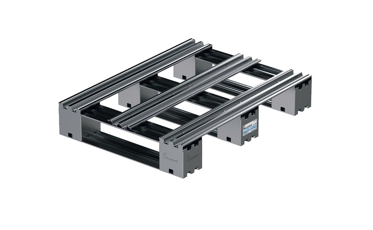 Pallet in Acciaio Zincato a 4 vie - dim. 800×600 mm - 3 assi