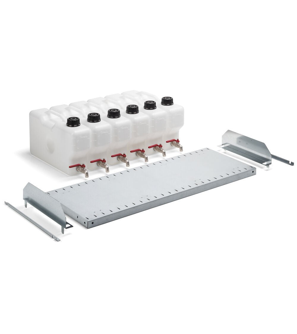 Slotted shelf kit with 2 dividers and 6 tanks for performance cabinets - dim. mm L=995 D=495 A=315