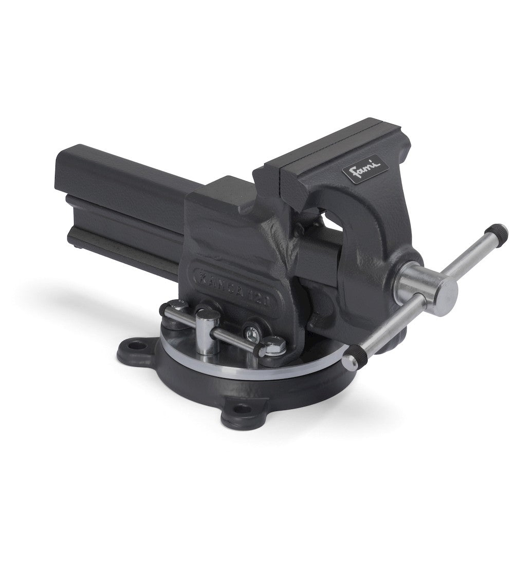 IRONTEAM0, Work Tech Morsa da Banco Girevole 125mm Apertura 100mm Ganascia Acciaio Grigio Antracite