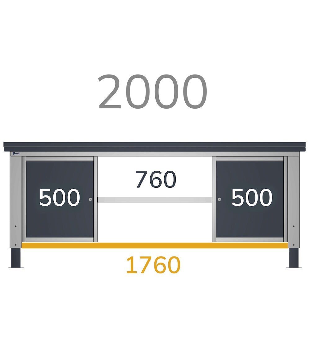 Additional top for Work benches, 1760x600x35 mm