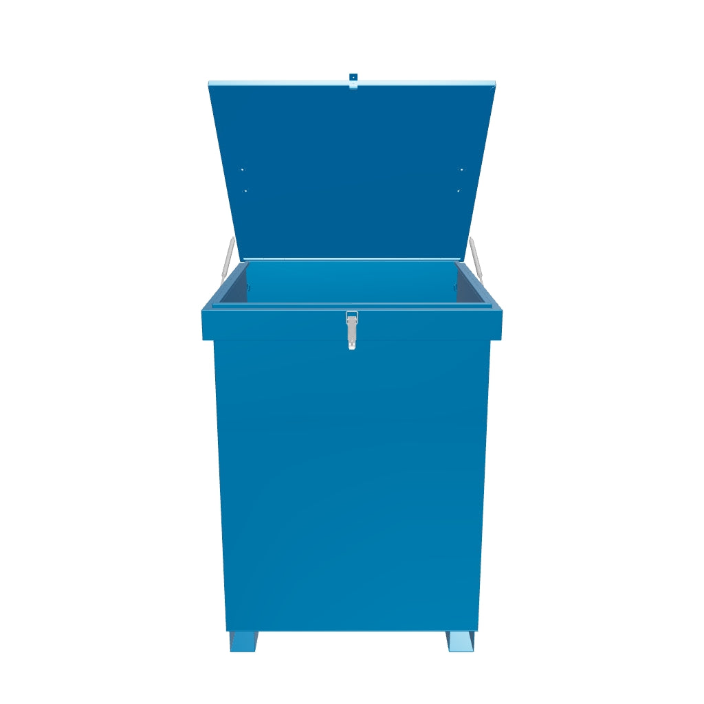 BIG BAG container with hinged lid with piston