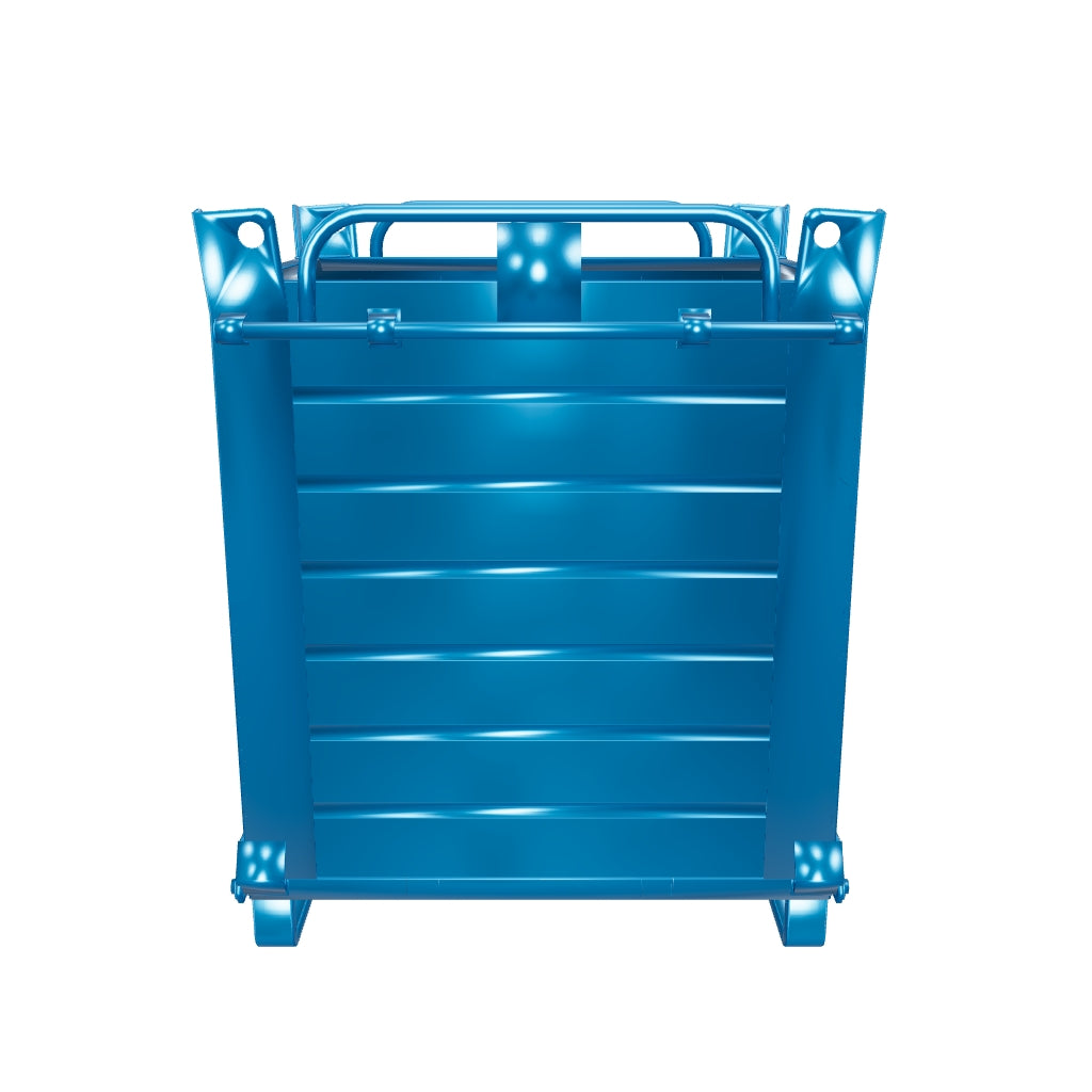 Sheet metal container with double opening bottom, 800 L capacity and 2000 kg load capacity - RAL 5010