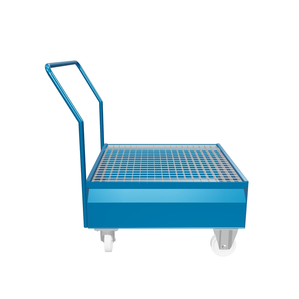 Trolley with metal collection tray for 1 drum