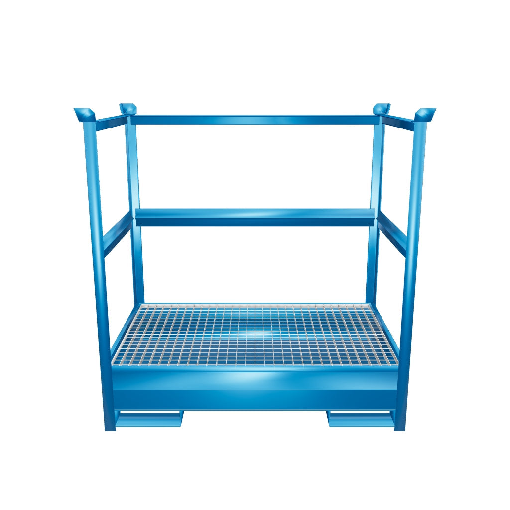 Stackable metal collection tray for 2 200 liter drums