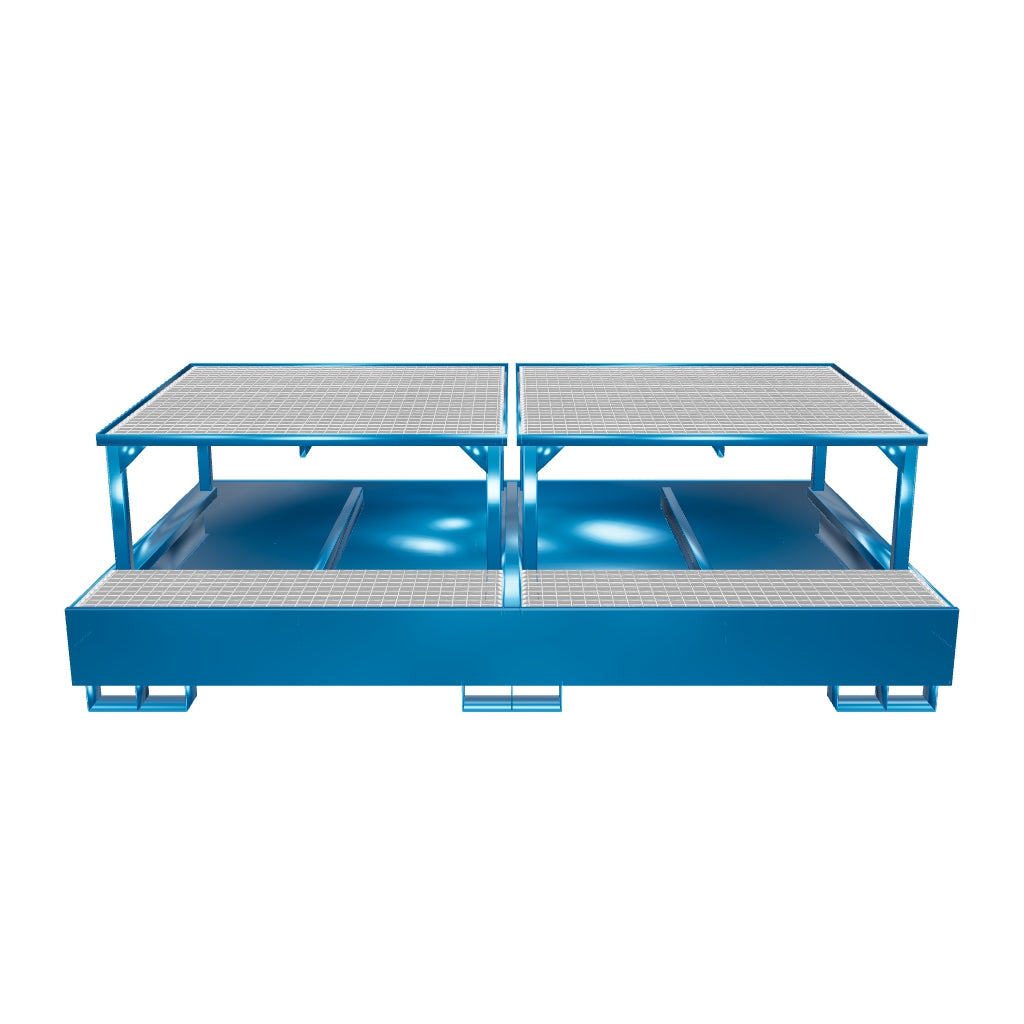 Vasca inclinata di raccolta in metallo per 2 cisternette da 1000 LT IBC