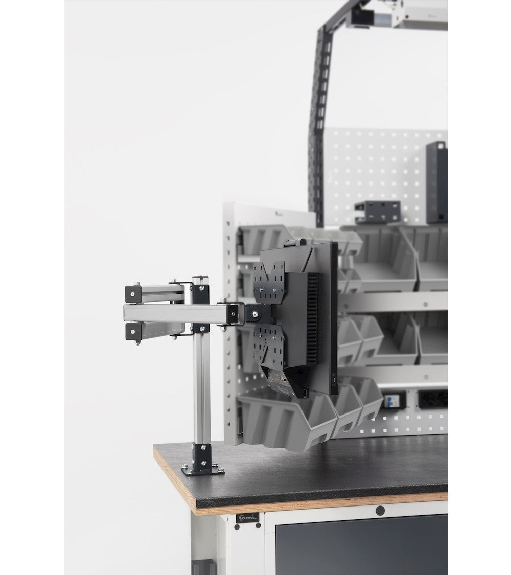 Ausziehbarer Arm mit Monitorhalterungsplatte - Maße mm L=724 T=225 A=550