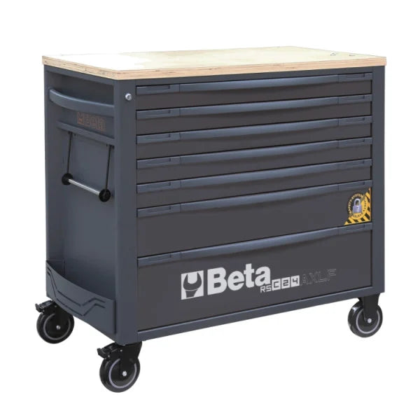 Mobile chest of drawers 7 drawers with wooden worktop and anti-tip system, long model - RSC24AXLP/7