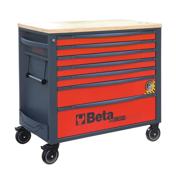 Cassettiera mobile 7 cassetti con piano di lavoro in legno e sistema antiribaltamento, modello lungo - RSC24AXLP/7
