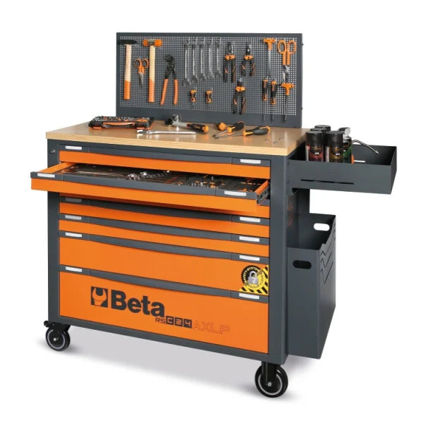 Cassettiera mobile 7 cassetti con piano di lavoro in legno e sistema antiribaltamento, modello lungo - RSC24AXLP/7