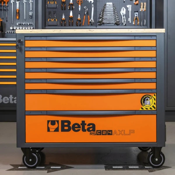 Cassettiera mobile 7 cassetti con piano di lavoro in legno e sistema antiribaltamento, modello lungo - RSC24AXLP/7