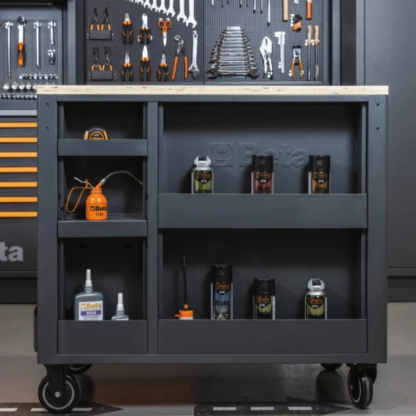 Cassettiera mobile 7 cassetti con piano di lavoro in legno e sistema antiribaltamento, modello lungo - RSC24AXLP/7