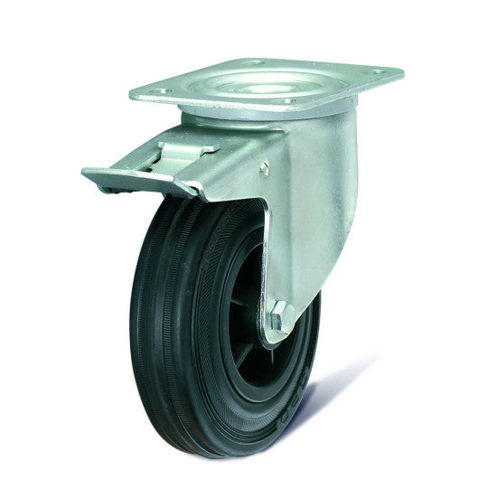 Rubber swivel caster with brake - NEXIT Series