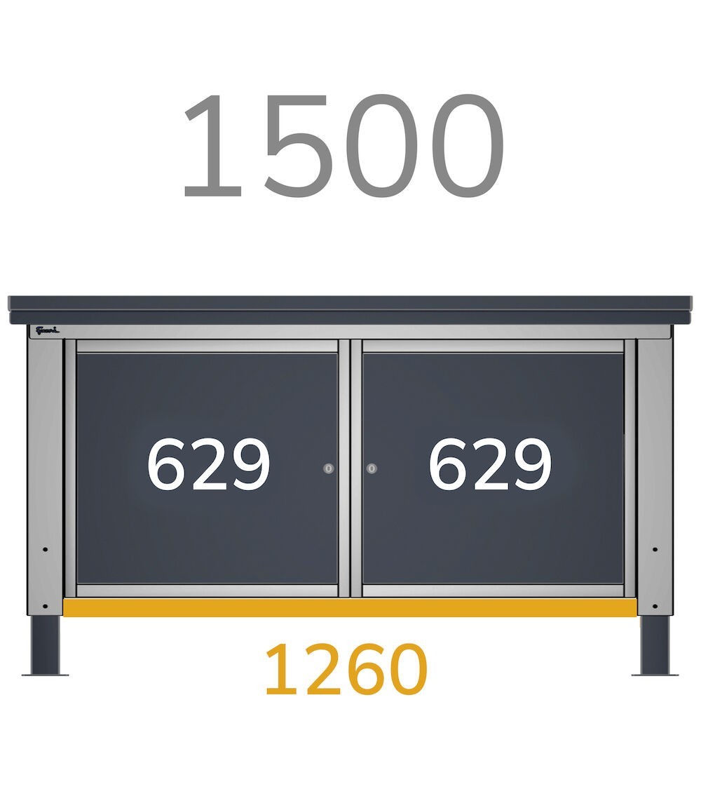 Half-top for benches, 1260x300x35 mm