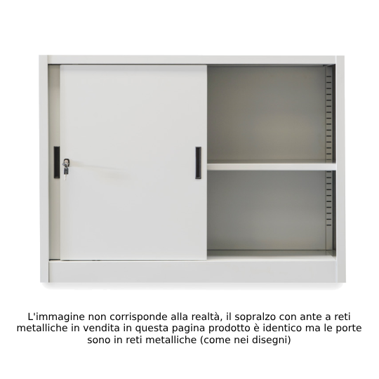 Rack with metal mesh doors for wardrobe - 1/2 movable shelves - rounded edges 