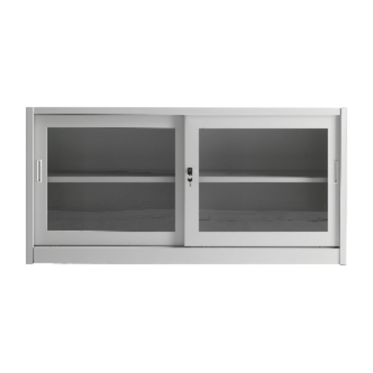 Rack with tempered glass doors for wardrobe - 1/2 movable shelves - rounded edges 