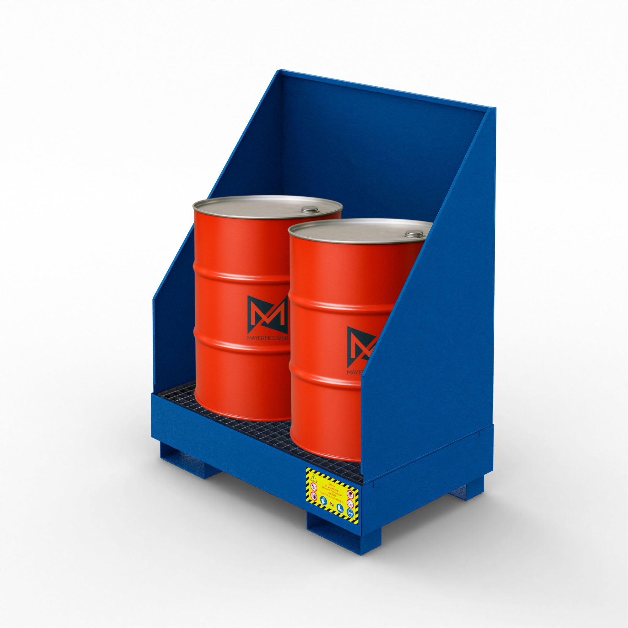 Collection tank with splash guard walls for 2 200 liter drums