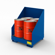 Sammelbehälter mit Spritzschutzwänden für 4 200-Liter-Fässer
