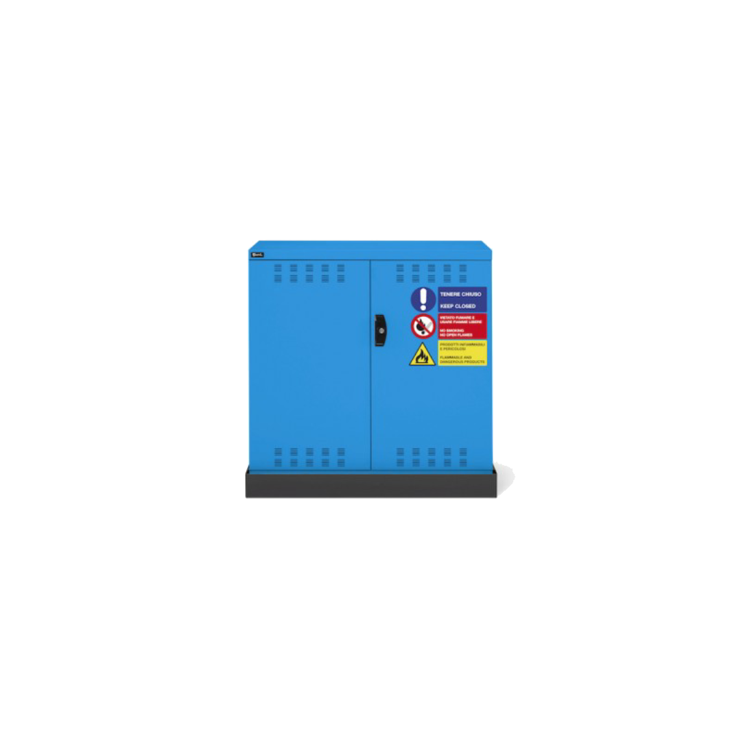 PERFOM120, Armadietto per infiammabili vernici e solventi, 1 piano, 1 vasca esterna, L1023 x P555 x H1000 mm